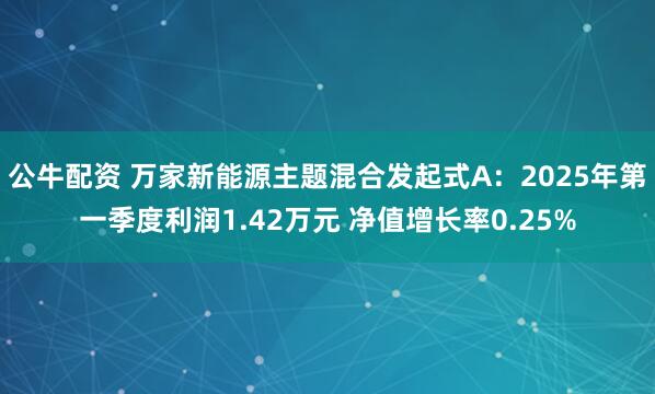 公牛配资 万家新能源主题混合发起式A：2025年第一季度利润1.42万元 净值增长率0.25%