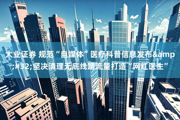 大业证券 规范“自媒体”医疗科普信息发布&#32;坚决清理无底线蹭流量打造“网红医生”